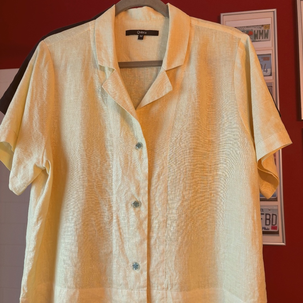Original Quince Yellow Linen Short-sleeve blouse size M